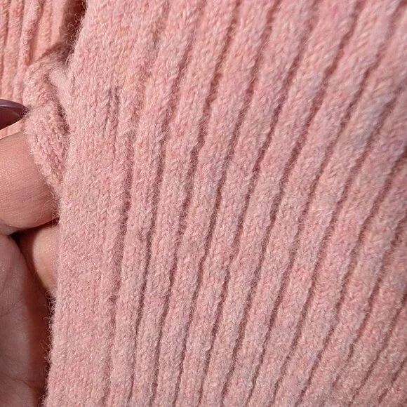 GU Front Ribbon Tie Pink Ribbed Knit Cardigan Size Small Balletcore Softgirl - Picture 8 of 10